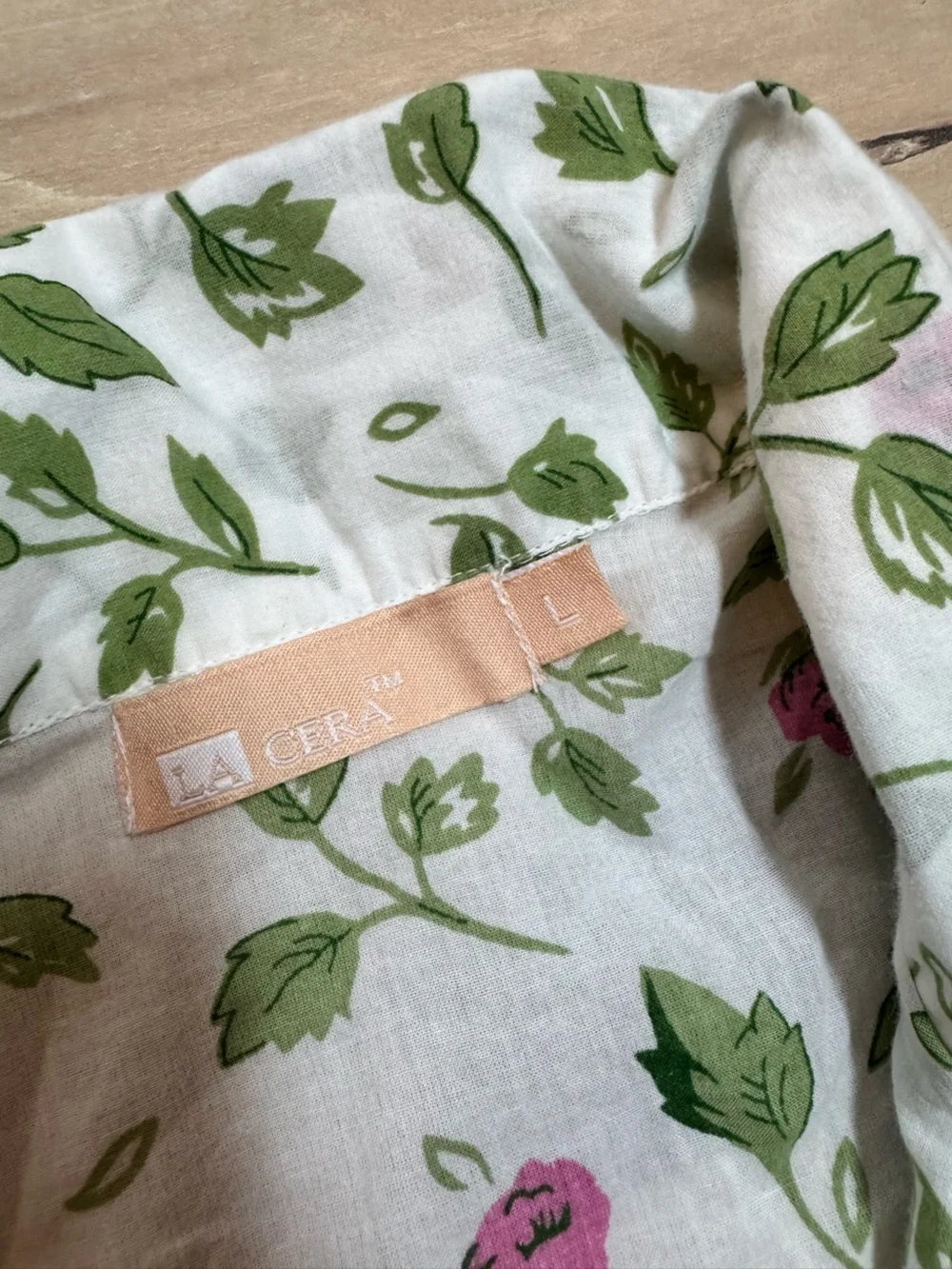 LA CERA White Floral Cotton Pajama Set 100% cotton